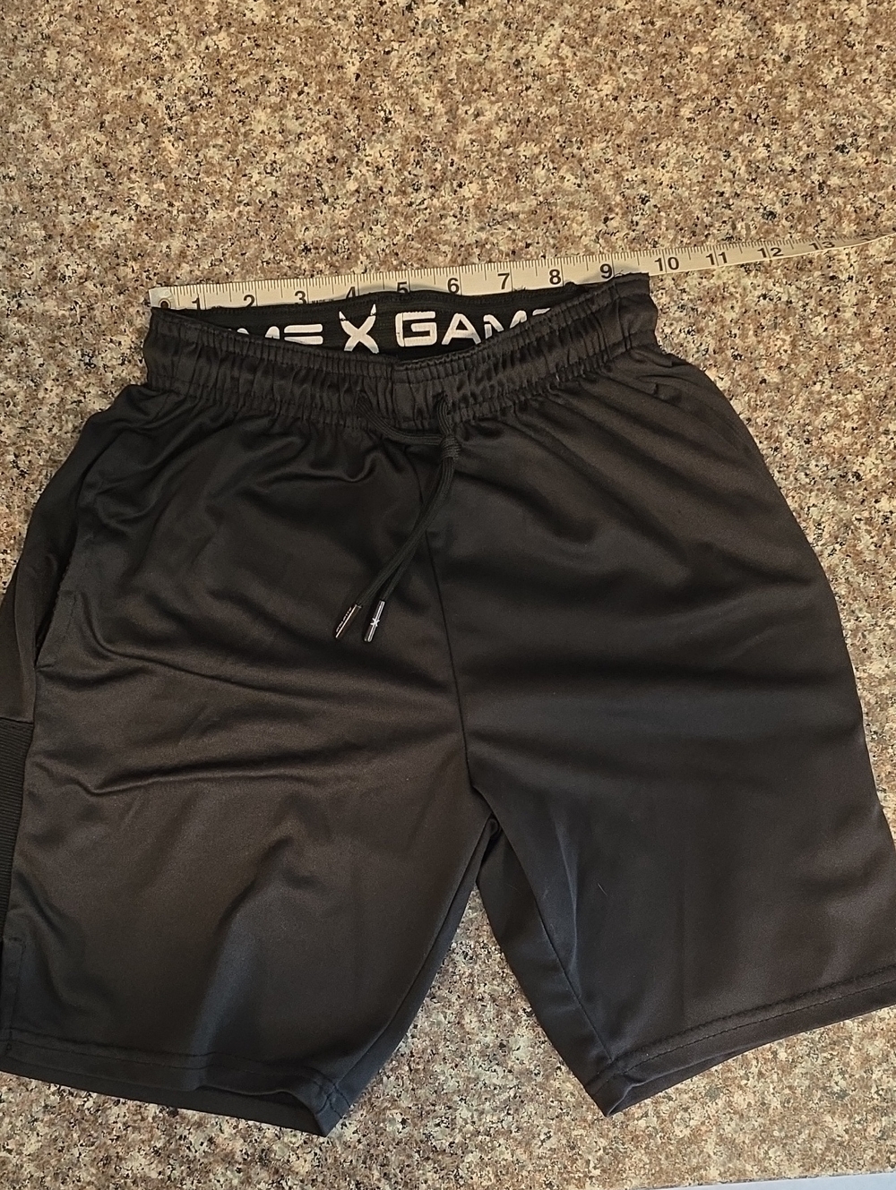 Game Time Black Boys' Athletic Shorts with Drawstring